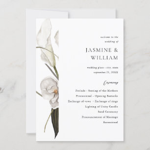 Zwart & Wit Bloemen Huwelijksceremonie Programma 2