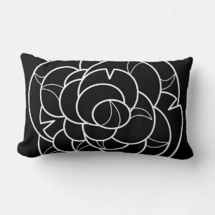Zwart & Wit Bloemen Illustratie Kussen