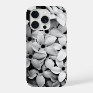 zwart-wit bloemen iPhone 15 pro hoesje