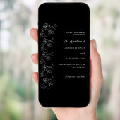 Zwart wit bloemen klassieke formele bruiloft kaart