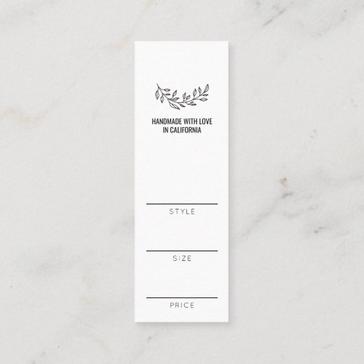 Zwart & Wit Bloemen Kleding Boutique Prijs Label (Achterkant)