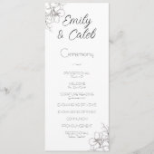 Zwart-wit Bloemen Lijst lijn Art Bruiloft Programma (Voorkant)