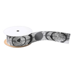 Zwart-wit Bloemen Maan Fase Handfasting Lint