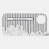Zwart & Wit Bloemen met Strepen Case-Mate iPhone Case (Achterkant (horizontaal))