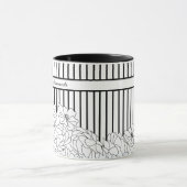 Zwart & Wit Bloemen met Strepen Mok (Midden)