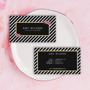 Zwart Wit Bloemen Mode Blogger Social Media Visitekaartje