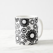 Zwart-wit bloemen mok (Voorkant rechts)