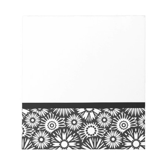 Zwart-wit bloemen Notitieboekje Notitieblok (Voorkant)