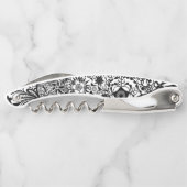 Zwart-wit Bloemen Ober's Kurkentrekker (Achterkant)