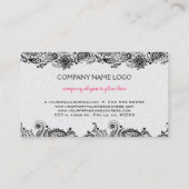 Zwart & Wit Bloemen Paisley Kant Visitekaartje (Achterkant)