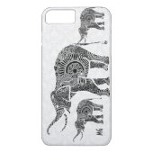 Zwart & wit Bloemen Paisley Olifant-Monogram Case-Mate iPhone Case (Achterkant)