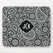 Zwart & Wit Bloemen Paisley Patroon Muismat (Voorkant)