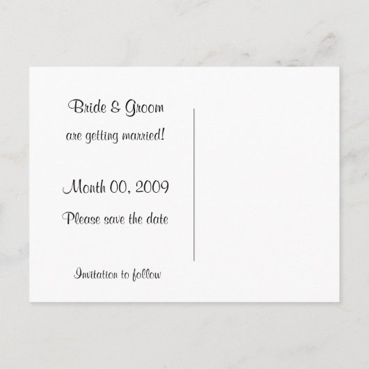 Zwart-wit Bloemen Save the Date Briefkaarten (Achterkant)