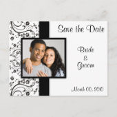 Zwart-wit Bloemen Save the Date Briefkaarten (Voorkant)