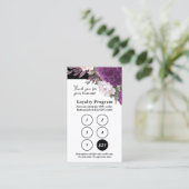 Zwart & Wit Bloemen Service Loyaliteit 5-Stamp Pun Visitekaartje (Staand voorkant)