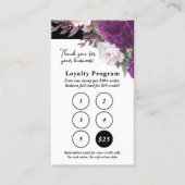 Zwart & Wit Bloemen Service Loyaliteit 5-Stamp Pun Visitekaartje (Voorkant)