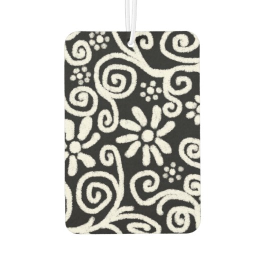 Zwart Wit Bloemen & Swirls Bloemen Swirl Luchtverfrisser (Achterkant)