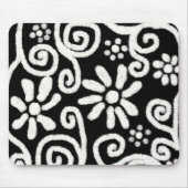 Zwart Wit Bloemen & Swirls Bloemen Swirl Muismat (Voorkant)