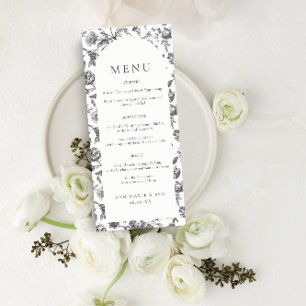 Zwart & Wit Bloemen Toile Arch Wedding Menu