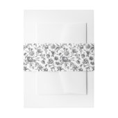 Zwart & Wit  Bloemen Toile Bruiloft Uitnodigingen Wikkel (Voorkant Voorbeeld)