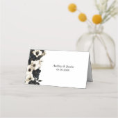 Zwart-wit Bloemen Trouwplaats Kaart (Achterkant)