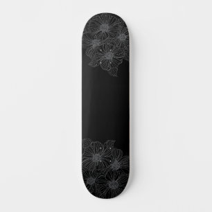 Zwart-wit bloemen verf je eigen dek skateboard