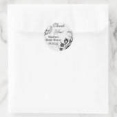 Zwart Wit  Bloemen Vrijgezellenfeest Dank u Ronde Sticker (Tas)