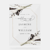 Zwart & Wit Bloemen Welkom 2 Acryl Bord (Voorkant)