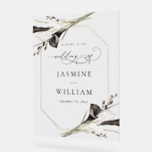 Zwart & Wit Bloemen Welkom 2 Acryl Bord (Hoek)