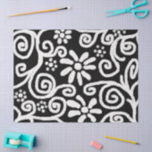 Zwart Wit Bloemen Wervelingen Bloemen Decoupage Tissuepapier (Craft)