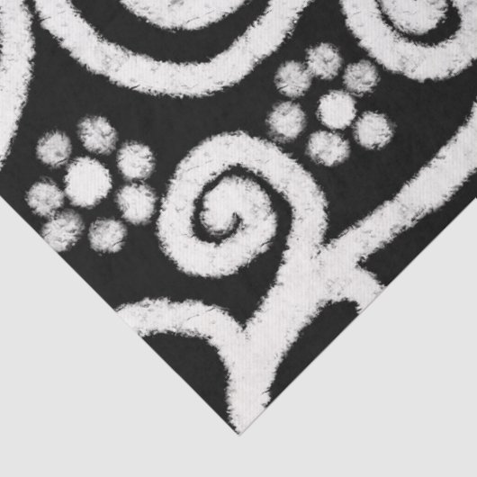 Zwart Wit Bloemen Wervelingen Bloemen Decoupage Tissuepapier (Detail)