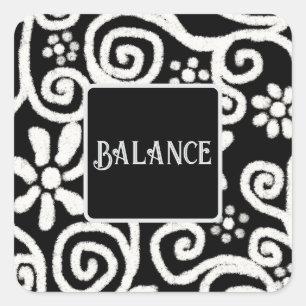 Zwart Wit Bloemen & Wervelingen Bloemen Gepersonal Vierkante Sticker