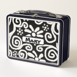 Zwart Wit Bloemen Wervelpatroon Gepersonaliseerd