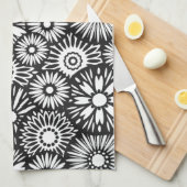 Zwart-wit bloemenbadhanddoek theedoek (Quarter Fold)