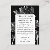 Zwart-wit bloemenbruiloft dank u plaatskaartje (Voorkant)