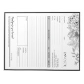Zwart-wit Bloemengrens Factuur voor kleine bedrijv Notitieblok (Voorkant)