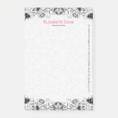 Zwart-wit bloemenkant post-it® notes (Voorkant)