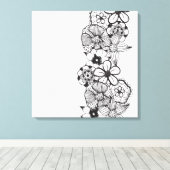 Zwart-wit Bloemenoverzicht Canvas Afdruk (Insitu (Houten vloer))
