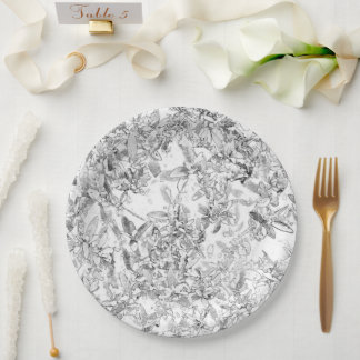 zwart-wit bloemenpapier Borden Papieren Bordje