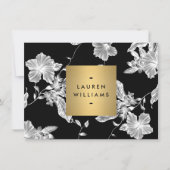 zwart-wit bloemenpatroon Notecard Notitiekaartje (Voorkant)