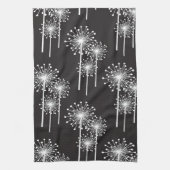 Zwart wit bloemenpatroon theedoek (Verticaal)