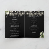 Zwart-wit bloemenslingerlichten bruiloft programma (Binnen)