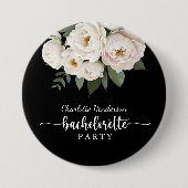 Zwart-Wit Bloemig Bruidsfeest Borrel Ronde Button 7,6 Cm (Voorkant)