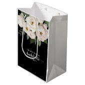 Zwart-Wit Bloemig Bruidsmeisjesfeest Medium Cadeauzakje (Voorkant Gekanteld)