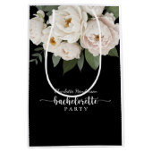 Zwart-Wit Bloemig Bruidsmeisjesfeest Medium Cadeauzakje (Voorkant)