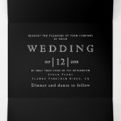 Zwart-wit bloemig lijst met initialen bruiloft drieluik uitnodiging (Binnenkant midden)