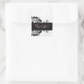 Zwart-wit bloemig Ornament Vierkante Sticker (Tas)