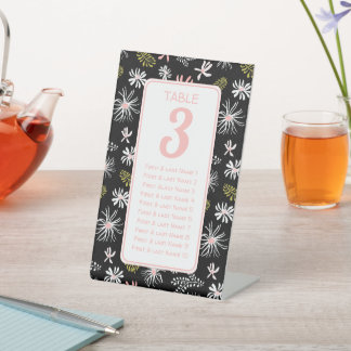 Zwart & wit bloemige zittabel # reclamebord met voetstuk