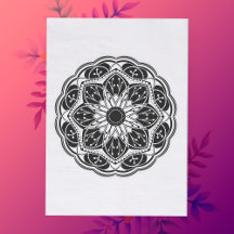 Zwart-wit bloemmotief mandala