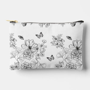 Zwart-wit bloemmotief minimalistisch modern etui